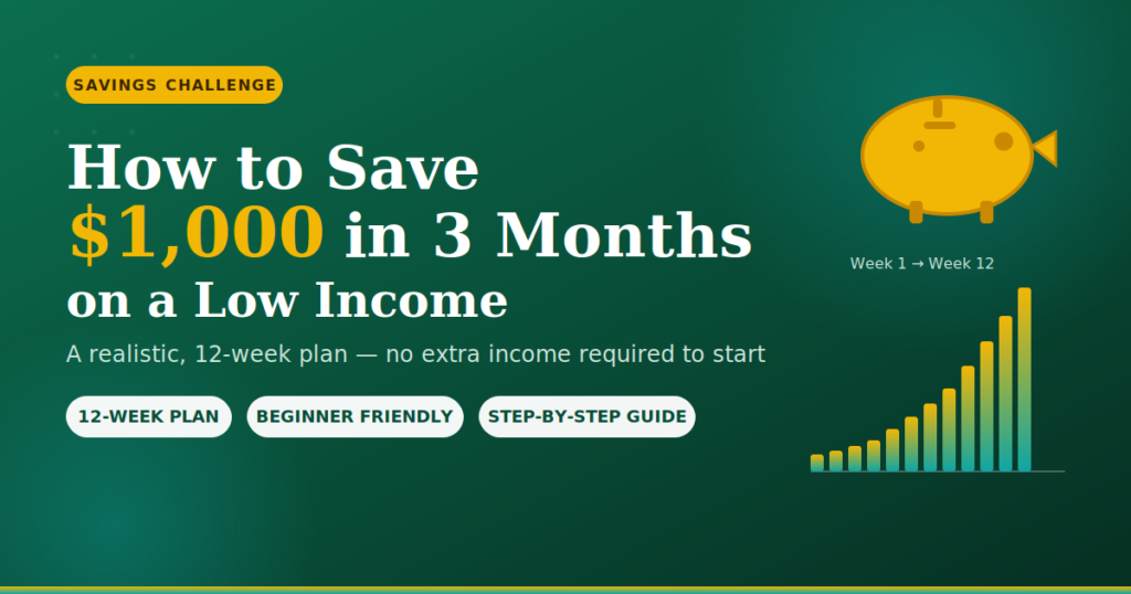 how to save $1000 in 3 months on a low income